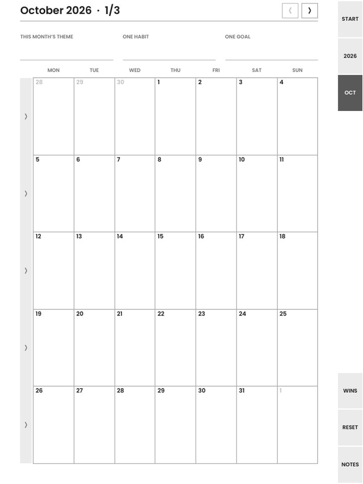 October month grid at the Note Air's size, day cells tappable