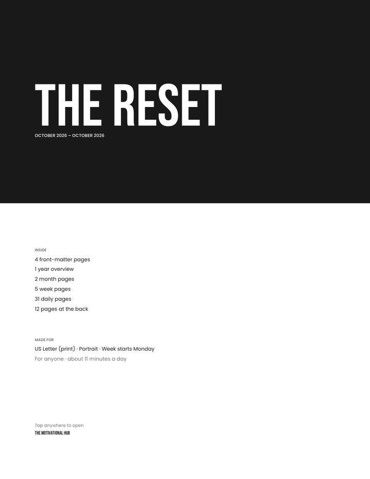 Cover of The Reset in the US Letter print edition