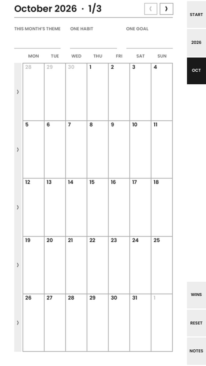 Month grid on the Paper Pro Move's taller screen