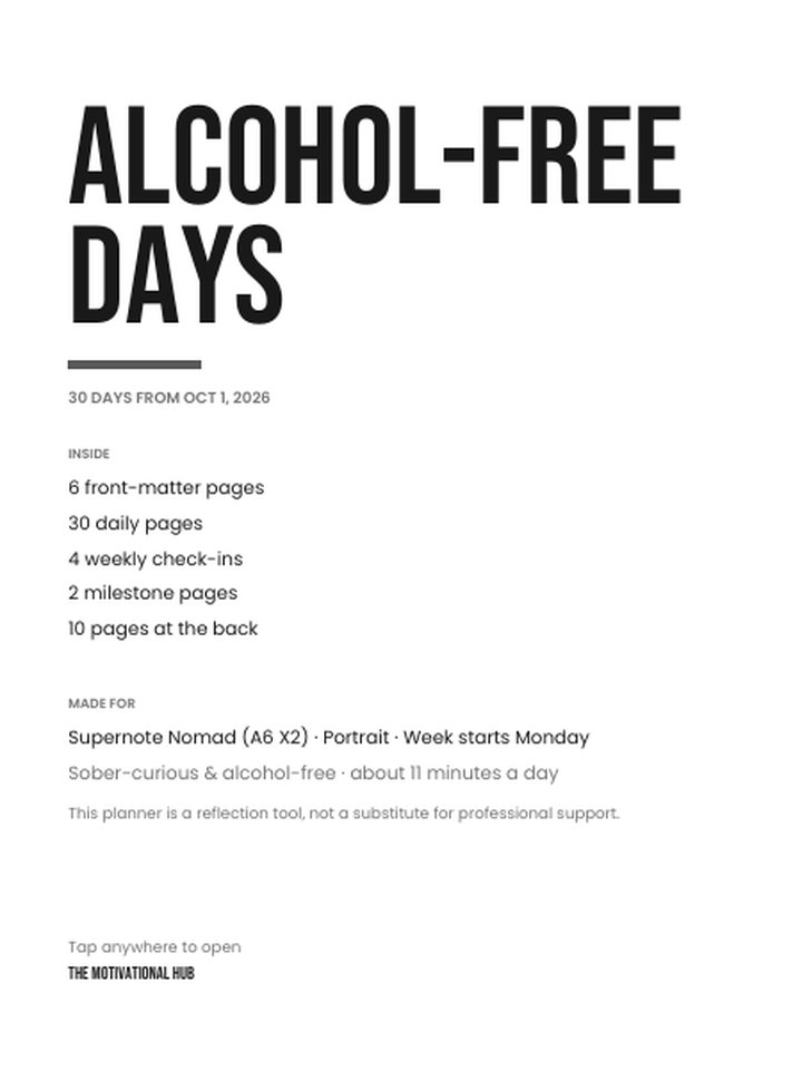 Cover of Alcohol-Free Days, made for the Supernote Nomad