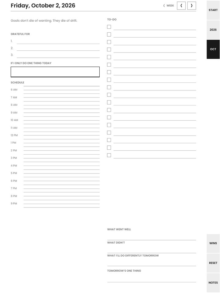 The same daily page on the reMarkable Paper Pro layout