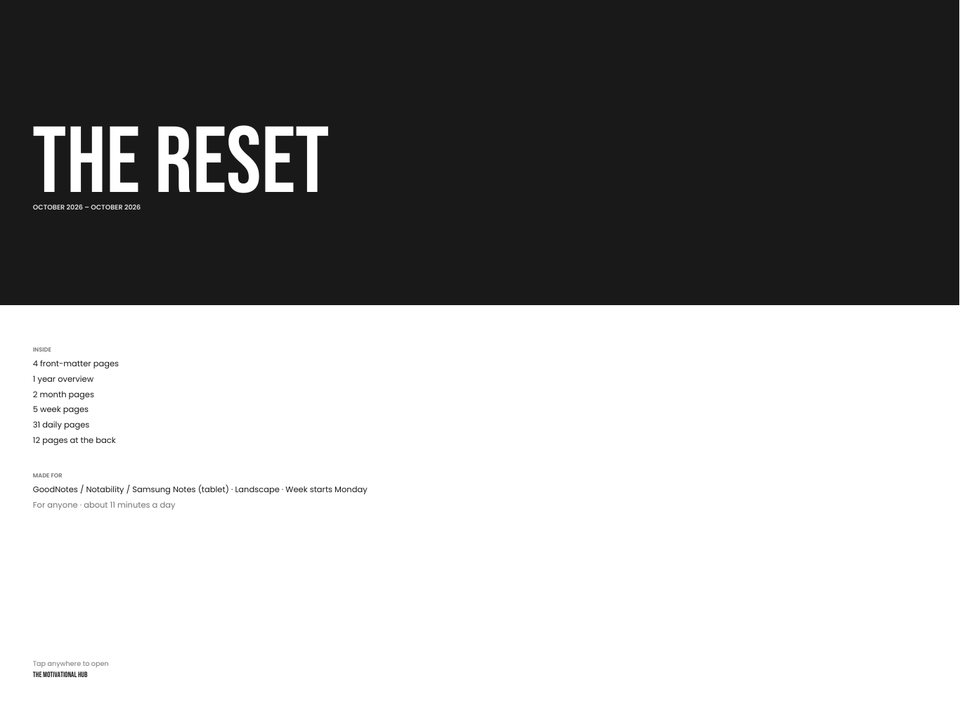 Cover of The Reset in the landscape tablet format